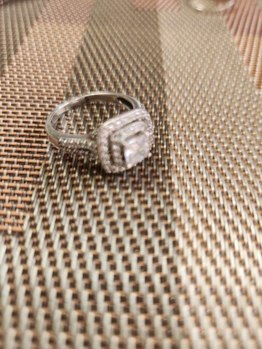Silver Halo Cubic Zirconia Engagement Ring - White
